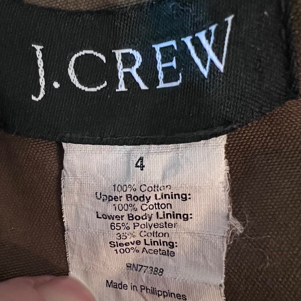 J Crew VTG Olive Green Utility Trench Coat Women's Sz 4 Button Front Belted Cuff - Picture 3 of 11